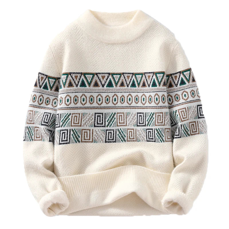 Men's Fashion stripe pattern Sweaters 2024 Autumn/Winter Loose Knittwear Men sweater youth Thick Warm wool pullovers M-4XL ﻿