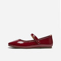 Luxury Leather Casual Wine Red Flat Shoes For Women Woman Footwear Flats Low Heel Elegant Square Toe On Sale With Discount Slip
