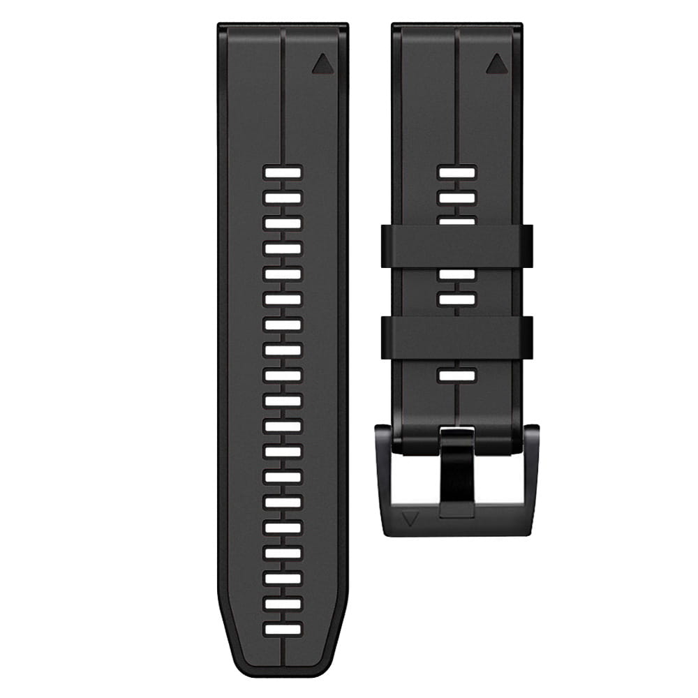 Schwarzes Silikonarmband für Garmin Fenix mit schlankem, minimalistischen Design und verstärkter Schnalle.