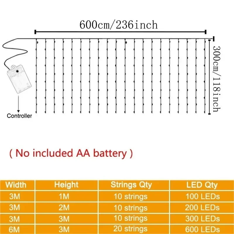 Battery Power Indoor Home Garland Lamp Christmas Decoration for LED Curtain Light String Wedding Party Ornaments New Year