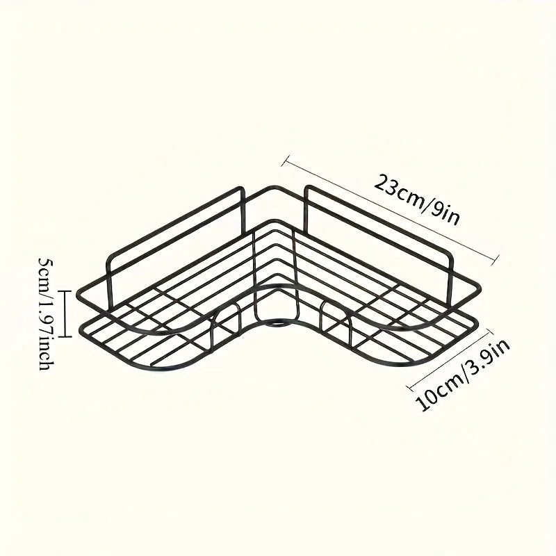 Bathroom Corner Storage Shelves Wall Mounted Rack Shampoo Holder Iron Shower Drain Basket Punch-Free Organizer Bath Accessories