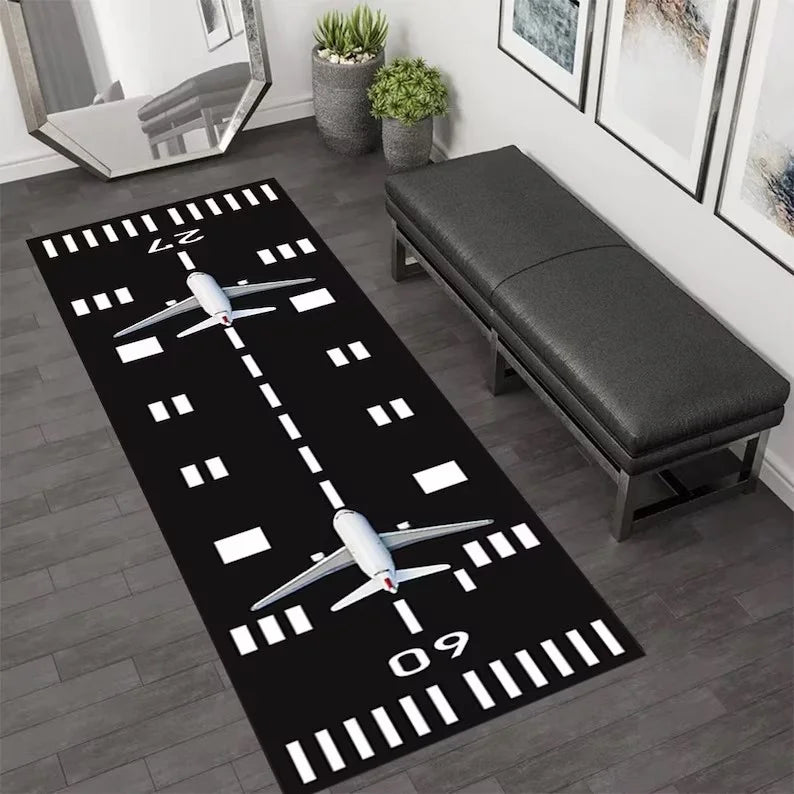 Home Use Runner Rug Vintage Airplane Runway Carpet Living Room Personalized Bedroom Bedside Sofa Home Decoration Floor Mat
