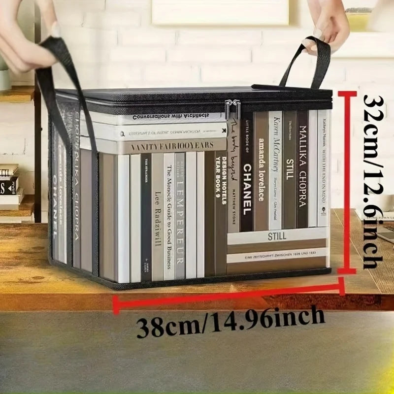 2-Pack Large Transparent Storage Boxes, Foldable and Space-Saving, with Flip Lids. Large Rectangular Organizer Boxes with Front Lids and Covers, Space-Saving Design, Suitable for Books, Clothes, Office, Home, Travel. Durable
