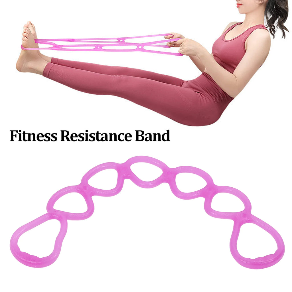 Fitness Elastic Pull Rope Home Gym Multifunctional Yoga Shaping Workout 7 Hole Resistance Band (Purple) Fitness Resistance Band