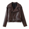 HH Women Winter Jackets Solid Turn-Down Collar Pocket Women Fashion Long Sleeves Short Loose Leather Belt Warm Coats Trendy