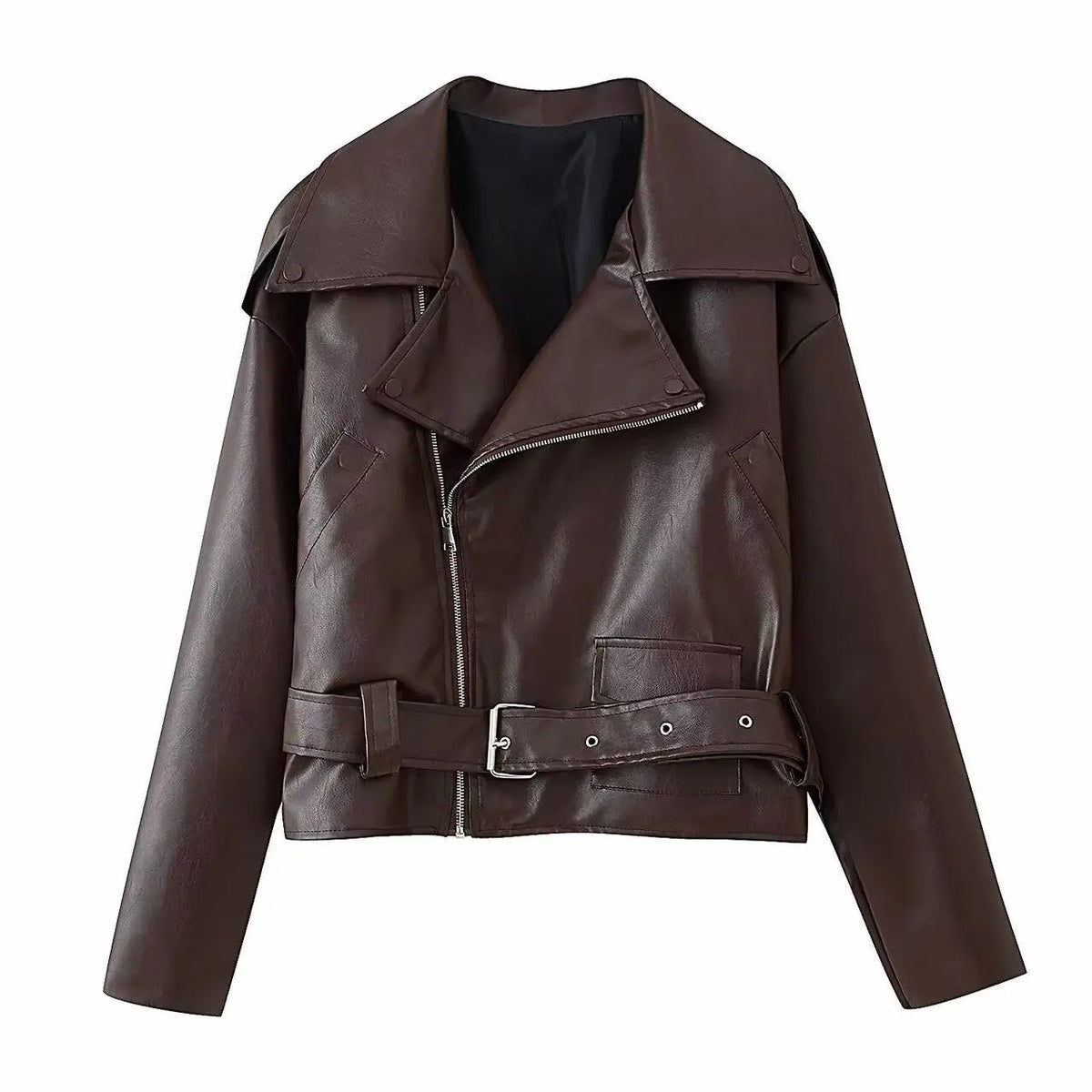 HH Women Winter Jackets Solid Turn-Down Collar Pocket Women Fashion Long Sleeves Short Loose Leather Belt Warm Coats Trendy