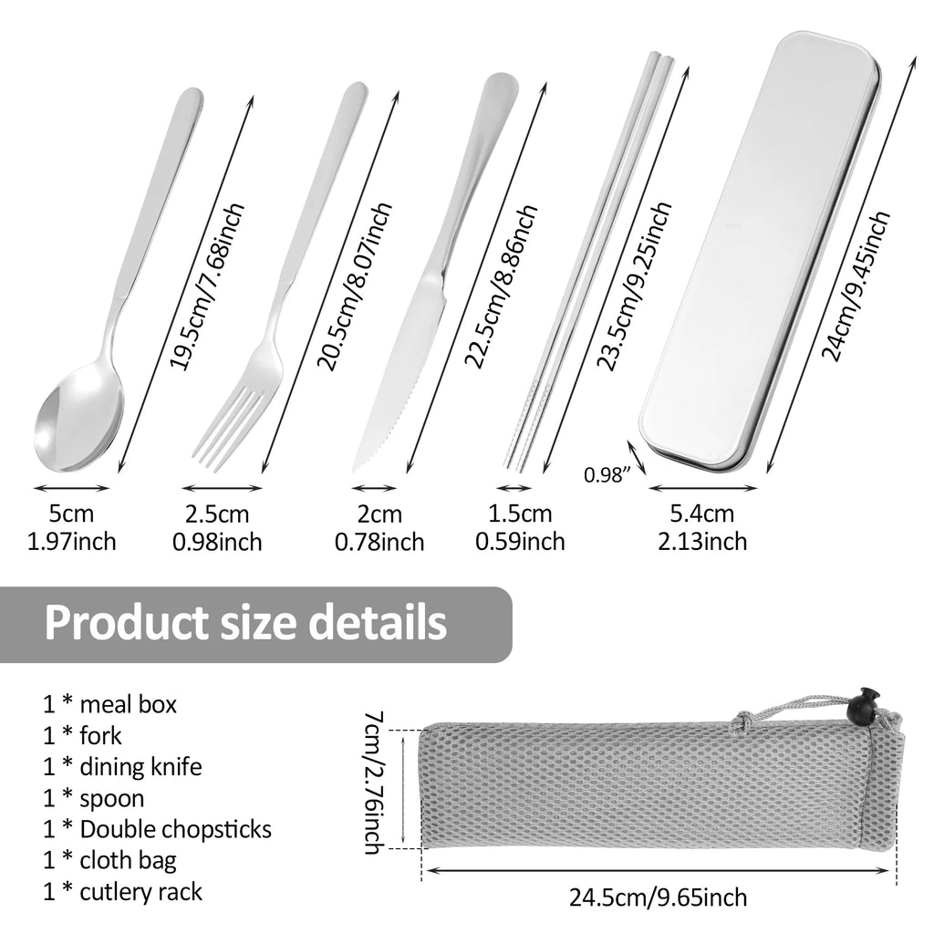 Stainless Steel Travel Cutlery Set with Case Knife Fork Spoon Reusable Portable Cutlery for Camping Office Travel Outdoor Dining