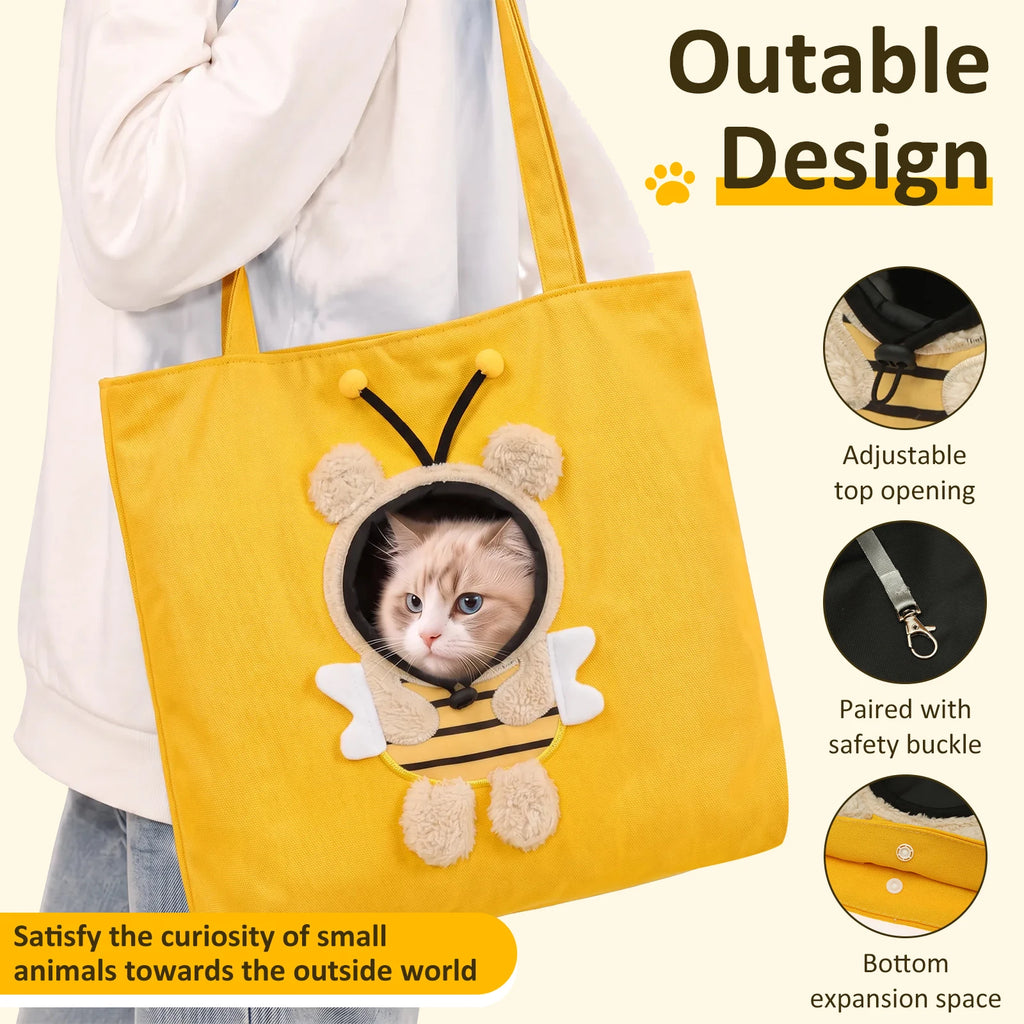 Pet Carrier Tote Portable Head Out Pet Tote Bag with Collar Safety Buckle Breathable Cat Dog Travel Bag Pet Supplies for 6-8Kg