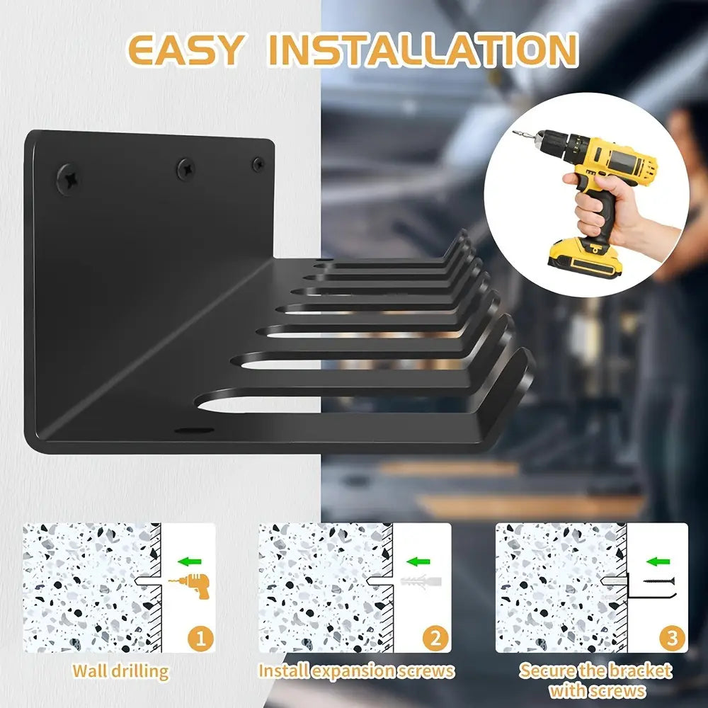 Schwarzer Wand-Schuhregal aus Metall mit mehreren Fächern zur einfachen Installation, konzipiert als Organizer für Fitnessstudiogeräte zur Wandmontage, Metall-Lagerregal.