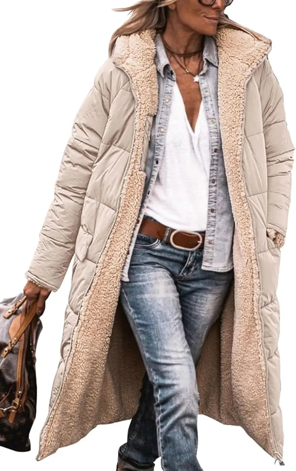 Women's 2024 Winter Fashion Clothes Oversized Shearling Fleece Long Coats Jackets