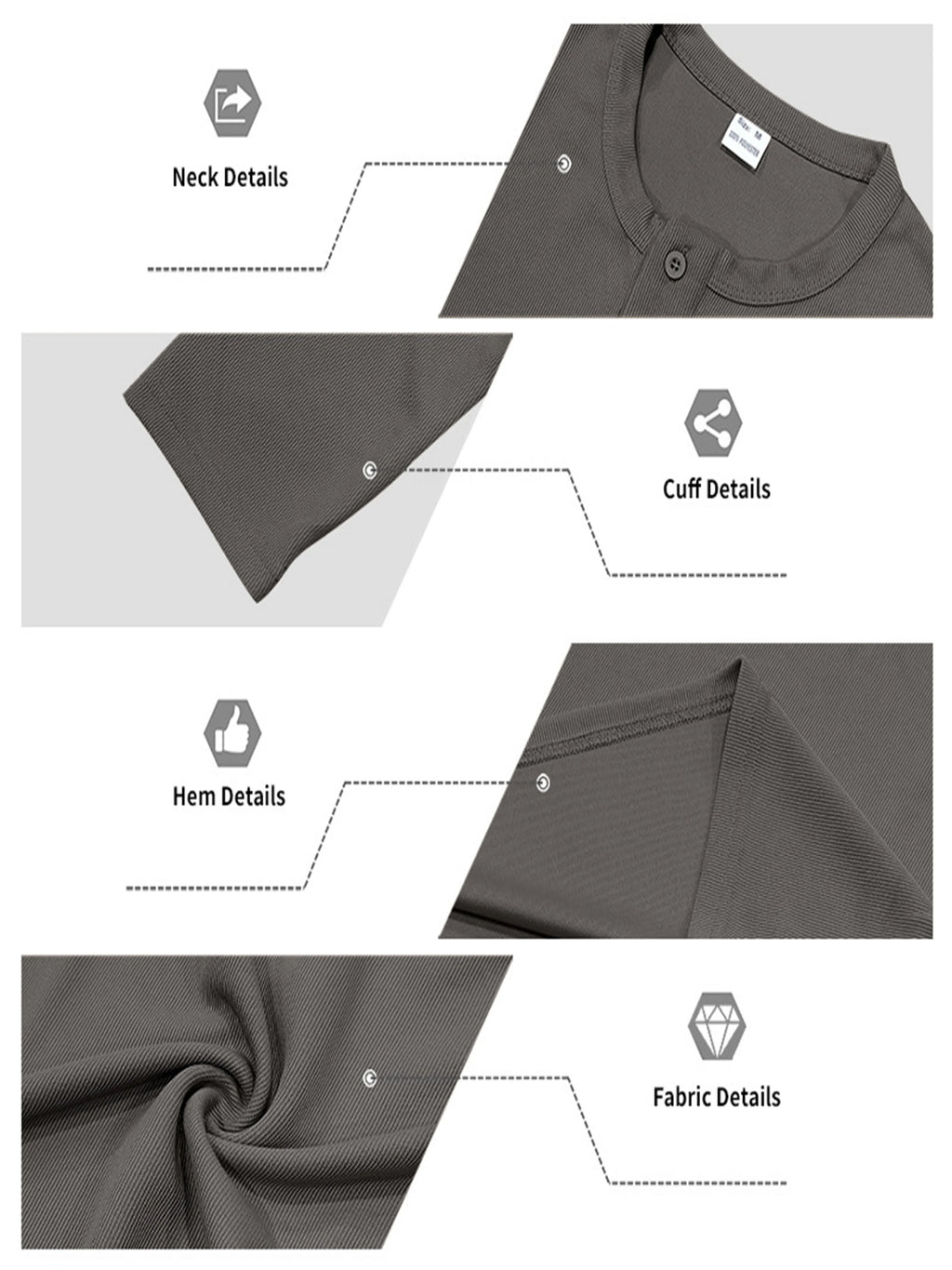 Men's T Shirt Spring Button Long Sleeve Henley Neck T-Shirt Solid Color Casual Breathable Versatile Tops Fashion Slim T-Shirts