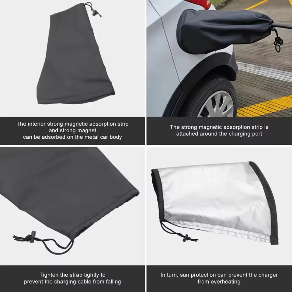 Car Charging Port Rain Shelter Waterproof Outdoor Charger Gun Protector EV Magnet Transparent Covers Car Accessories