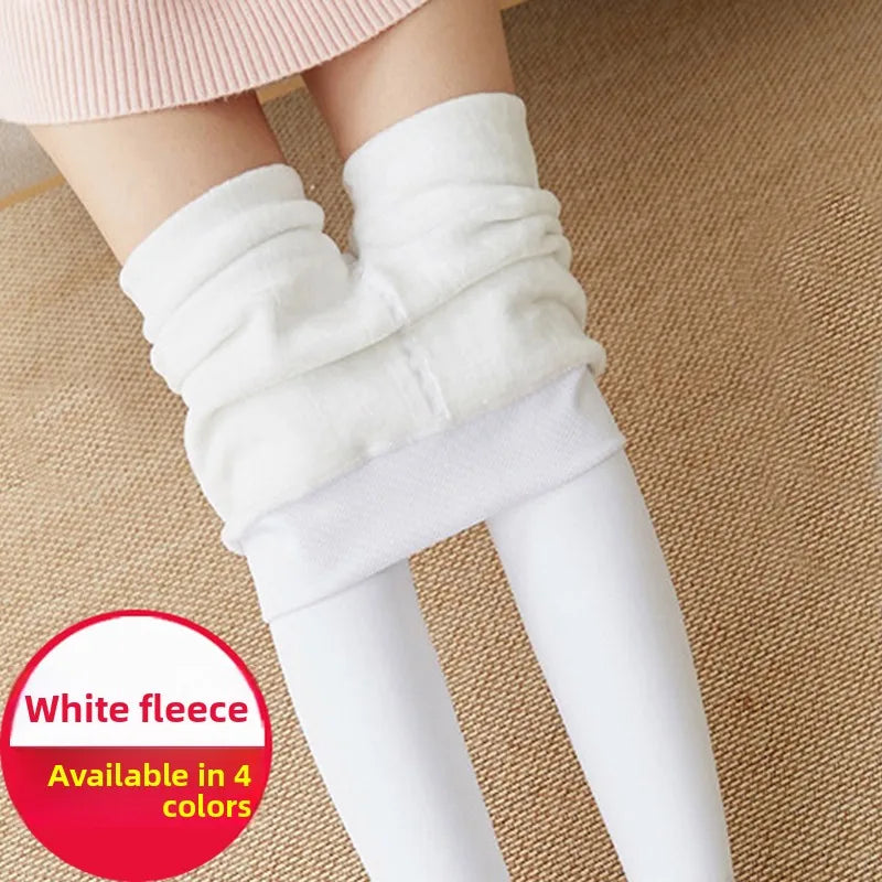 White Fce Lined Sl Thiened Base Layer Pants Women's Spring Autumn Winter Long Tights Adult Warm Footwear