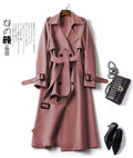 Elegant Women  Fashion British Jackets Autumn Winter Widebreaker Streetwear Midi Coats Casual Office Lady Button Slim Chic Coat