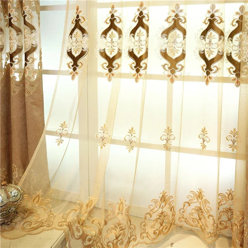 High Quality Customized Elegant Decorative Embroidered Curtains For Bedroom European-Style Luxury Villa Curtains For Living Room