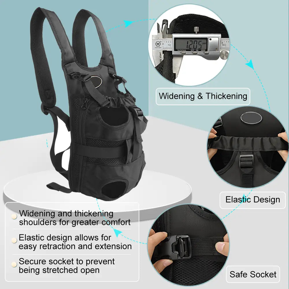Mochila portamascotas para motocicleta, de malla y tejido negros, con correas ajustables y sistema de cierre seguro, diseñada para Suzuki V-Strom y compatible con los modelos Ducati Scrambler y Ducati Multistrada.