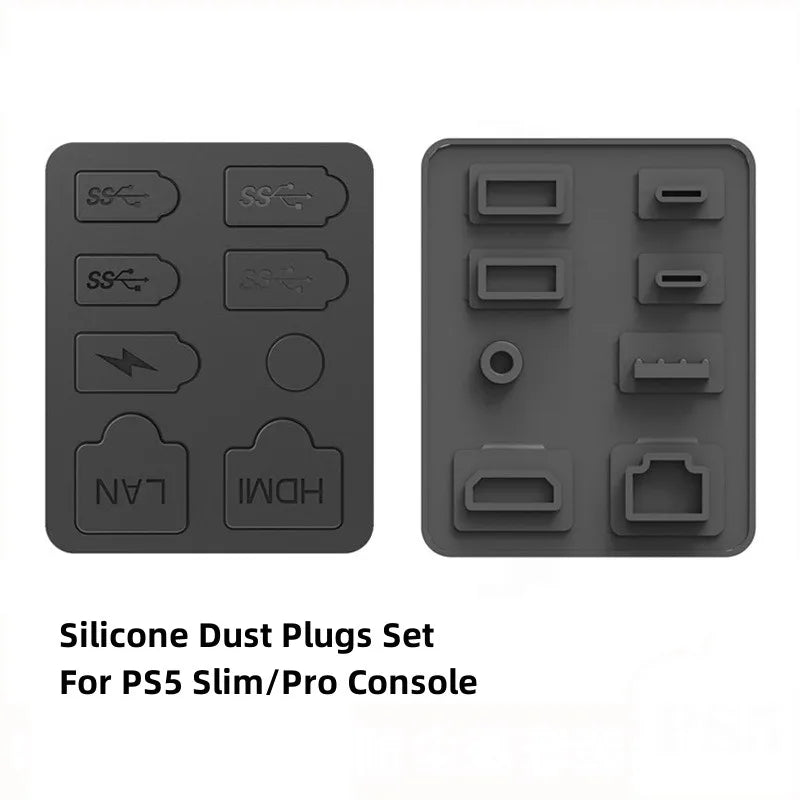 New Arrival Gaming Accessories For PS5 Pro/Slim Dustproof Kits For PS5 Slim/Pro Accessories Game Console Silicone Dust Plugs Set