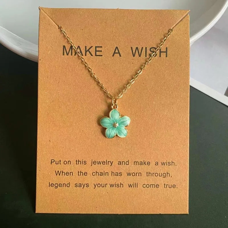 New Flower Pendant Necklace for Women Korean Fashion Cute Romantic Choker Necklace Golden Color Link Chain Neck Jewelry Gift