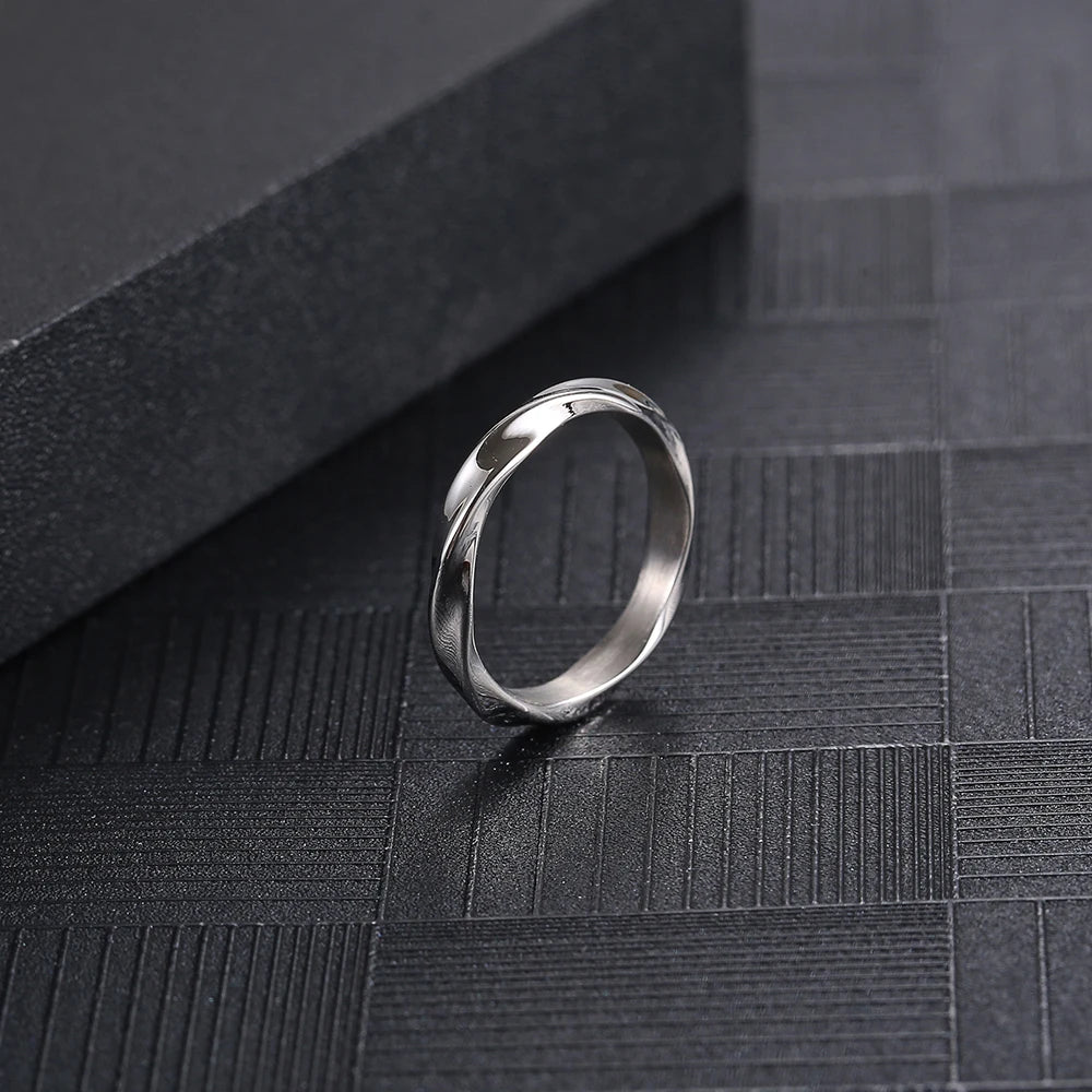 Stainless Steel Color Silver And Gold Rings Round Fashion Rope Twisted Trend Circle Unisex Minimalist Jewelry Gift For Man