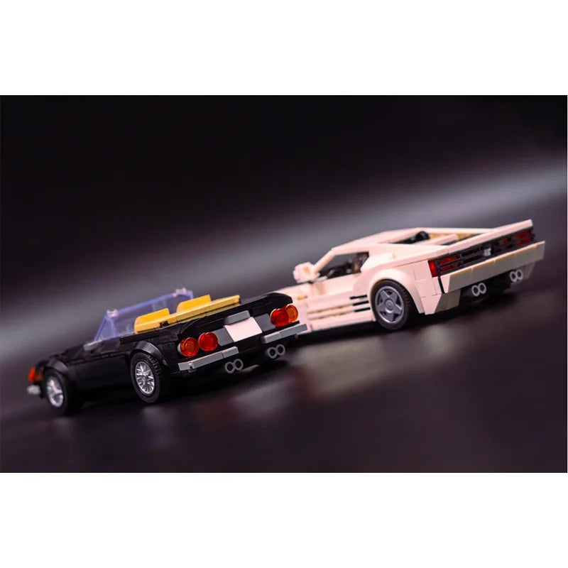 Building Block Model Car 677 Parts MOC White Black Vehicle Bundle Creative Toys For Boys Adults Children Christmas Gifts