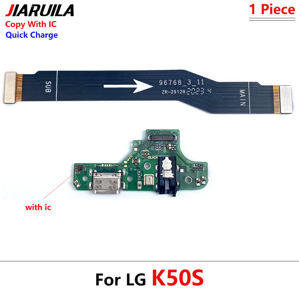 black flexible usb charging port flex cable with integrated circuit and usb-c port for lg k41s k50s and k51s smartphones