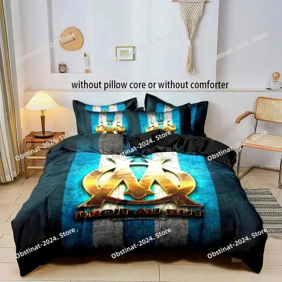 M-marseille Fashion Digital printed Bedding set for Adult and boys bedroom，Duvetcover Pillowcase Double bed full size