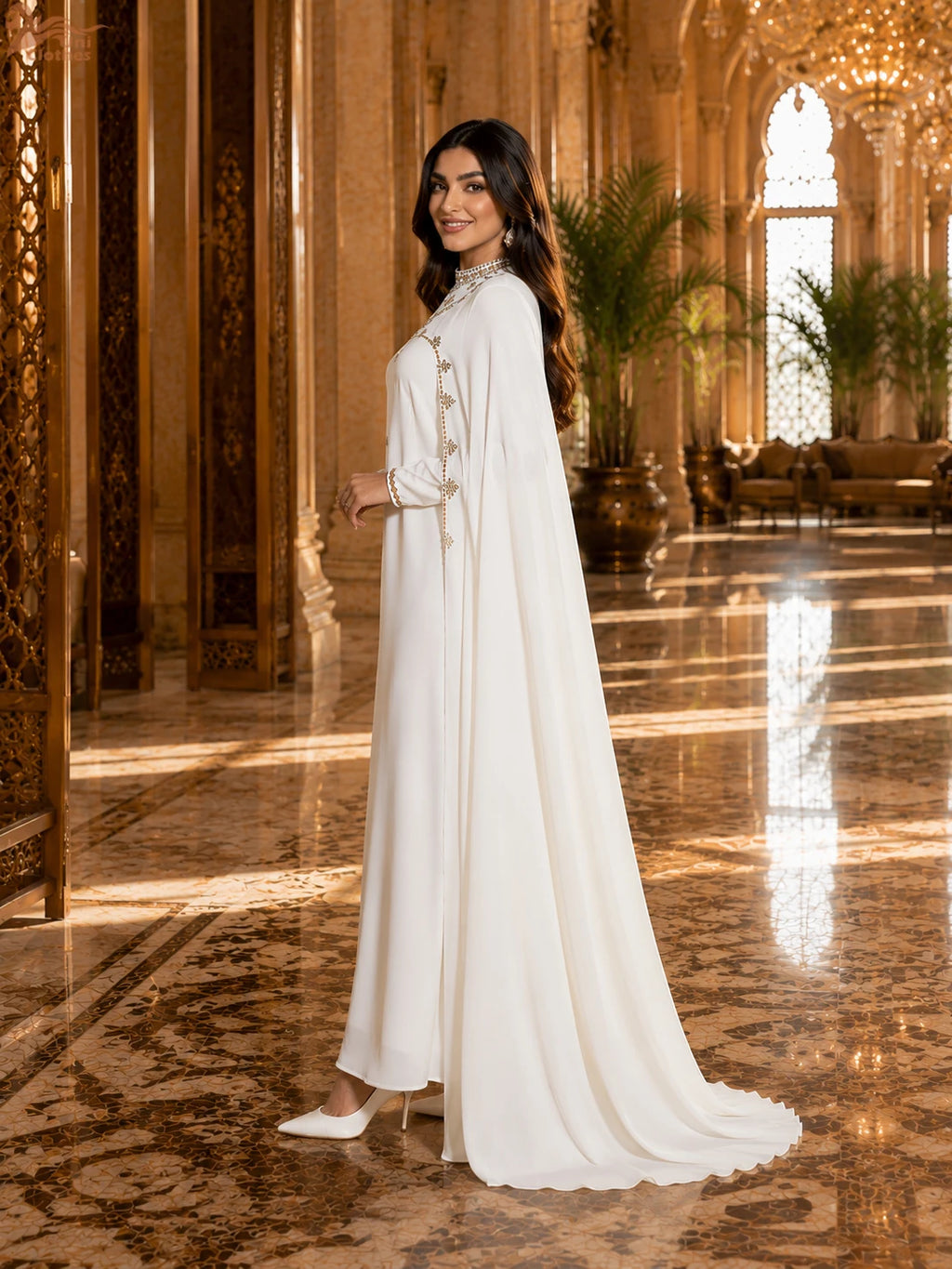 Zahraa Eid Mubarak Abaya Muslim Beading Women Long Maxi Dress Turkey Dubai Islam Party Evening Cape Ramadan Femme Jalabiya Robe