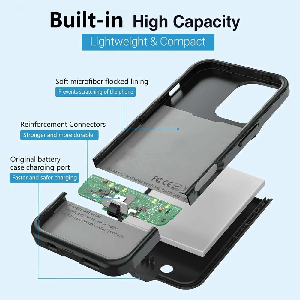 10000mAh Powerbank Cover For iPhone 17 16 Pro Max 17Air 16 Plus 16e External Battery Cases Portable Charger Power Bank Case