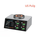 140W Multi-Port Charger with Digital Display, PD+QC, and Desktop Magnetic Wireless Charging for Phones and Laptops