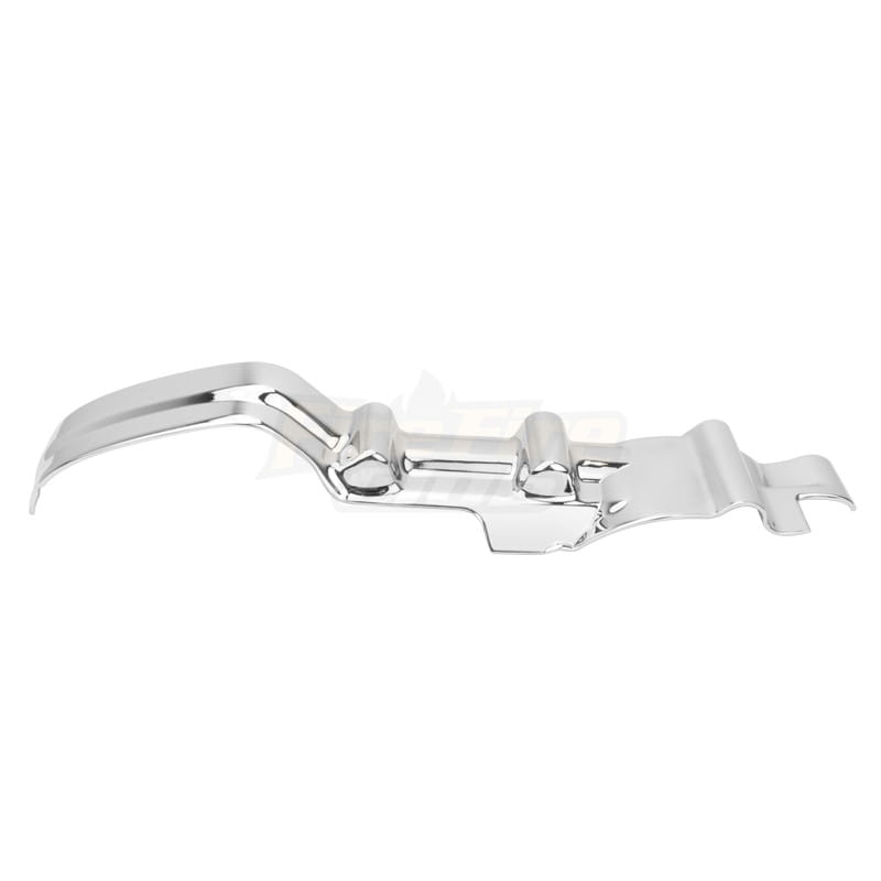 Chrome inner primary accent cover for Harley touring 17-22 with a chrome-finished metal handlebar grip cover featuring a sleek curved design.