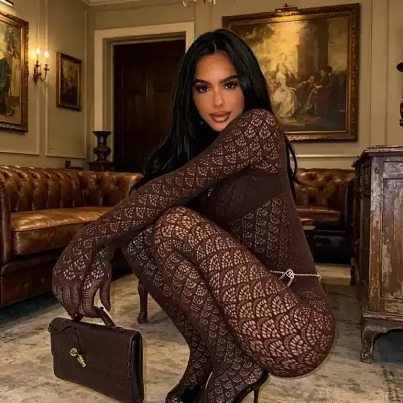 Sexy Jumpsuits Women Fishnet See Through Long Rompers 2026 Summer Women Pants Skinny Rompers Jumpsuits Overalls Pantyhose