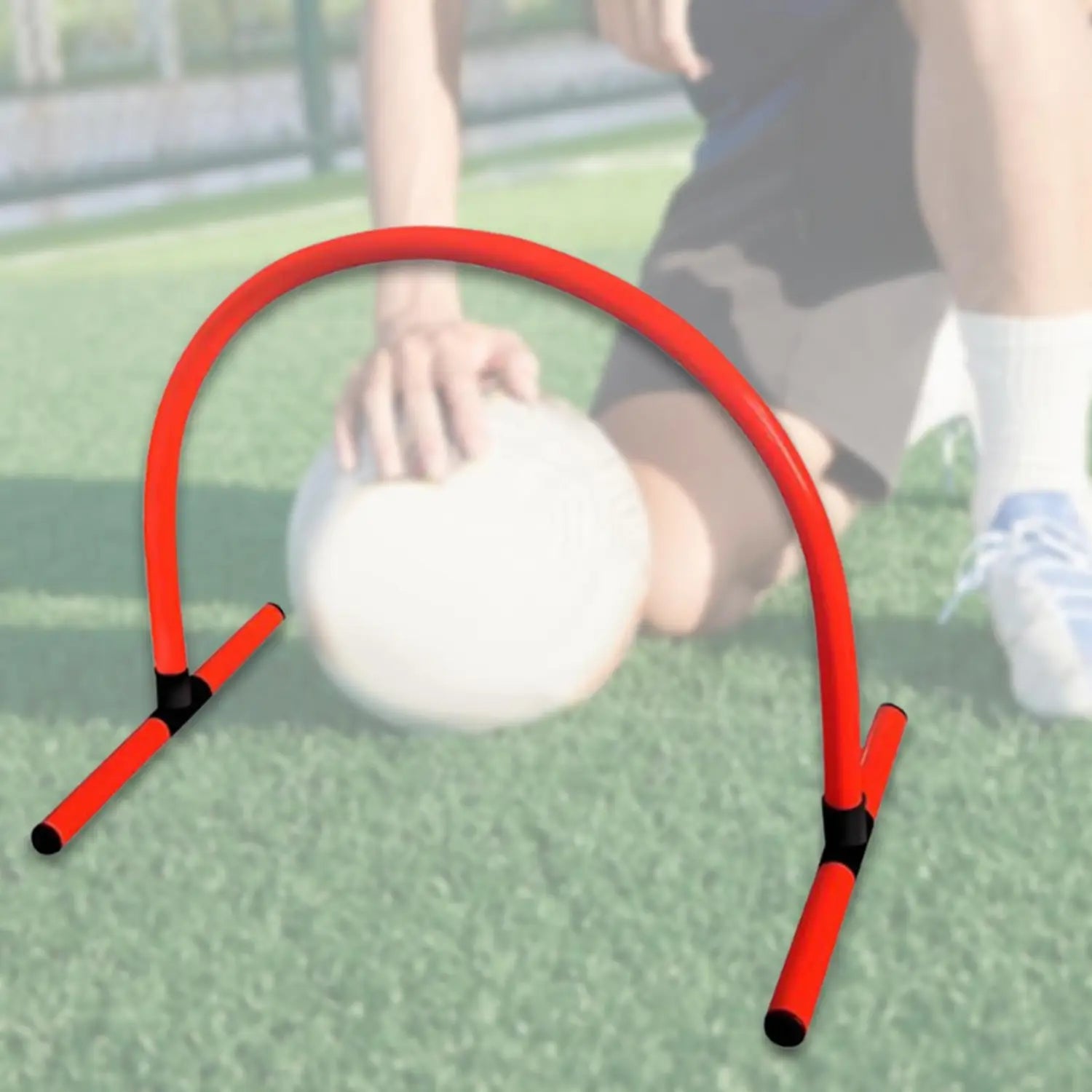 Fußball-Training: Pass-Training, ARC-Geschwindigkeit, Agility-Training, Trainingshürde, abnehmbar, robustes Fußwork- und Tritt-/Kick-Übungsset für Fußball und Baseball Rote Kunststoff-Agility-Trainingshürde mit schwarzen Verbindern aus PVC für das Fußballtraining und Trainingsübungen zum Passspiel