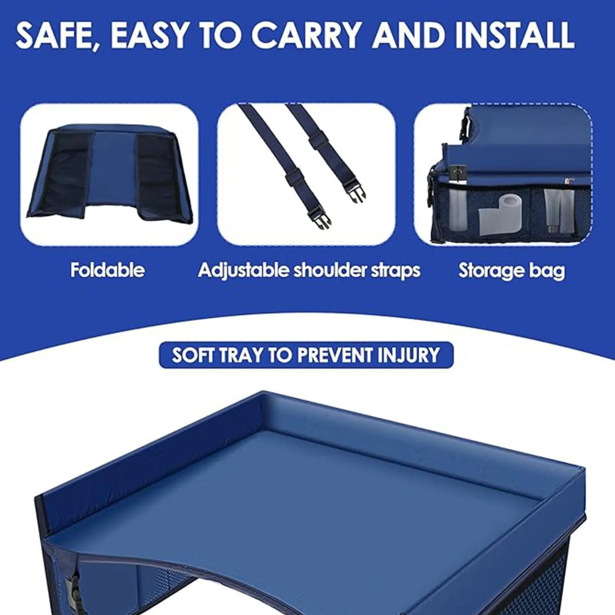 Travel Tray for Kids Toddler Car Seat Lap Tray Carseat Table Carseat Table with Adjustable Straps Lap Desk Organizer