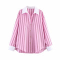 Women Blouses Tops Spring New Fashion Color Blocking Elegant Women's Shirts Tops Chic Street Single-breasted Tops