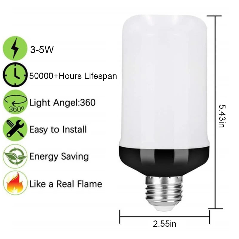 1Pc LED Flame Effect Fire Light Bulb E27 Simulated Nature Flicker Lamp Decor Light Dynamic Flame Effect Lighting Lamp For Home