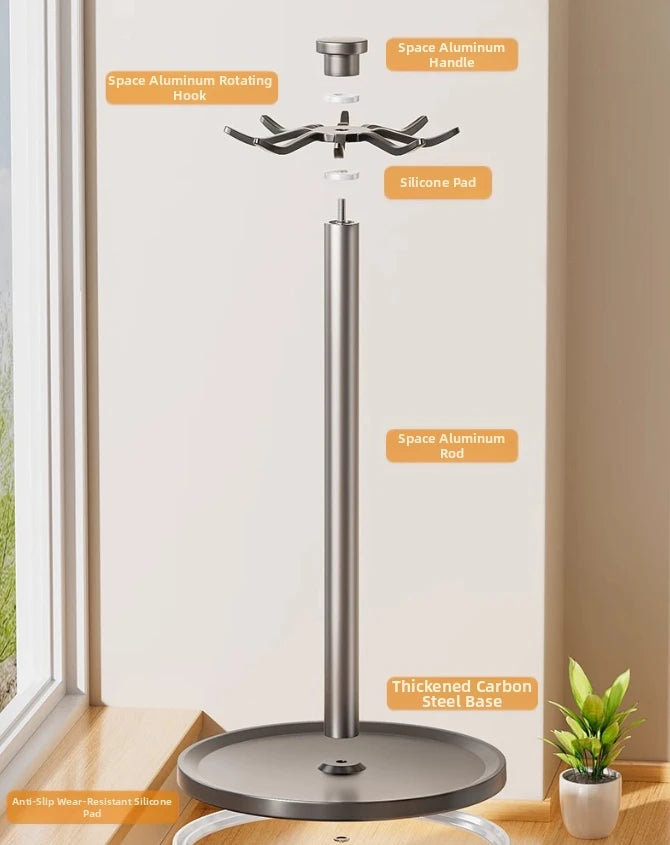 Kitchen Utensil Stand: Rotating Storage Hanger with 8 Hooks,for Countertop Organization Rotatable Cooking Utensils Holder