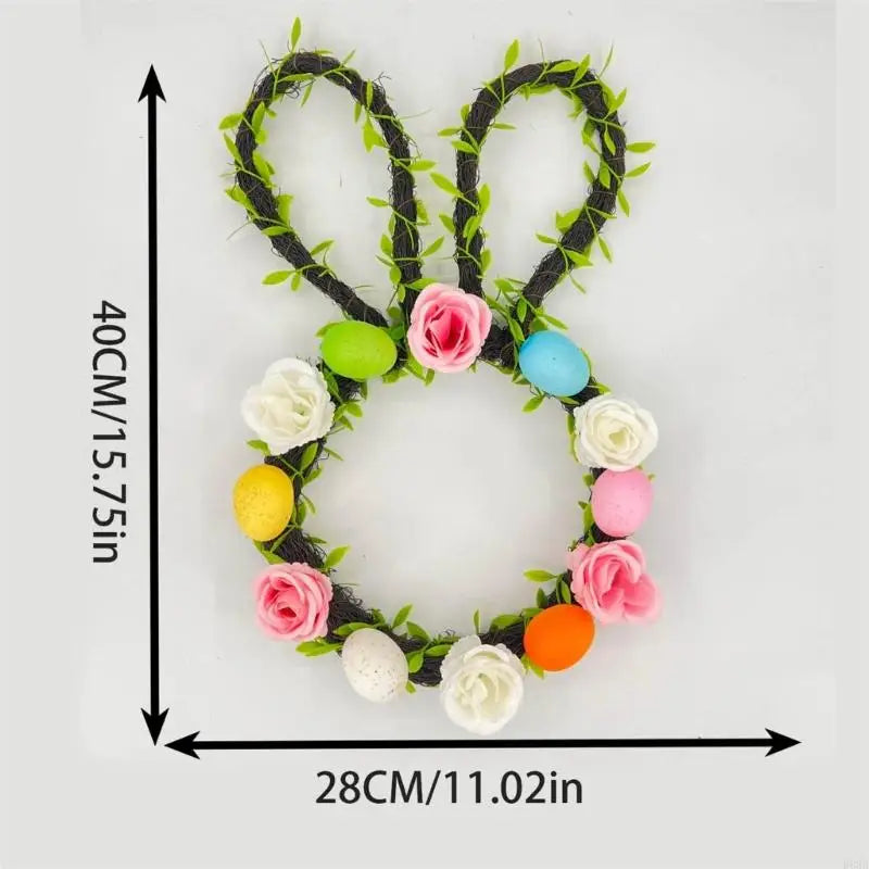 Easter Wreath for Festival Home DecorationPlastic and Fabric Fade Resistant Garland for Door Wall Window B03E
