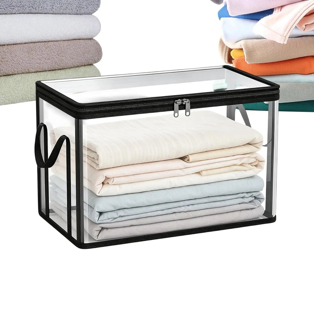 Book Storage Box Clear Stackable Large Capacity Book Storage Containers Organization Bins for Toy Snack Bedding Clothes Home