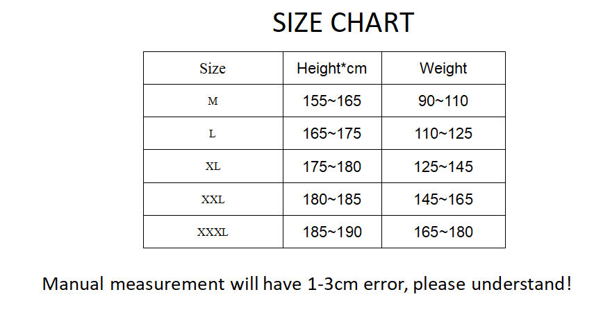 Tabla de tallas que muestra medidas de altura y peso para las tallas de M a XXXL de la camisa de verano para hombre retro de manga corta con cuadros estilo plaid.
