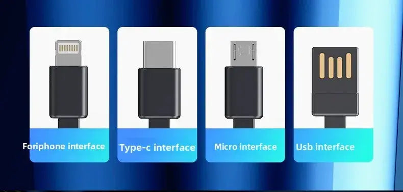 black plastic usb connectors including lightning type c micro usb and standard usb interfaces on the back side of the power bank 20000mah 120w fast charging digital display compatible with 5v2a charging