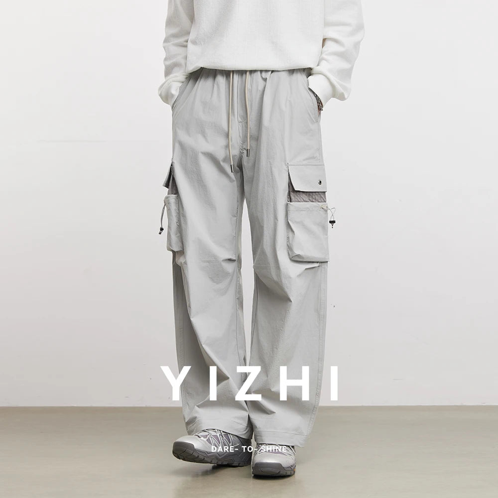 Casual Pants Men's New 2026 Spring High-end Trend Straight Workwear Paratrooper Pants Sports Quick-Drying Casual Pants