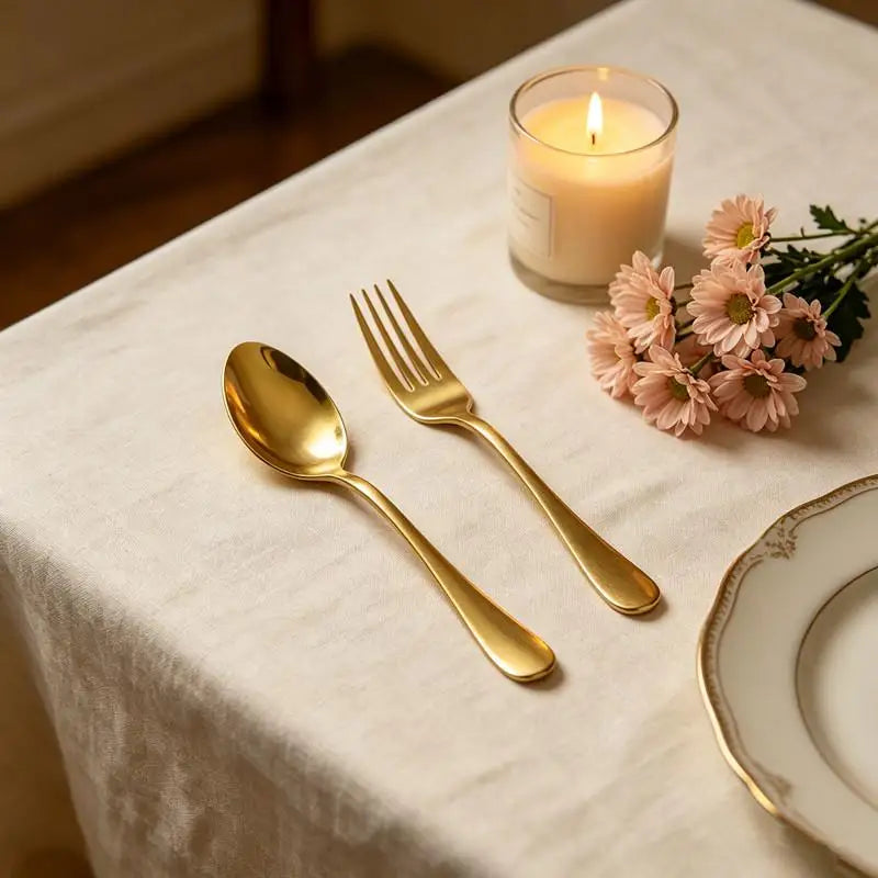 2pcs Tableware Stainless Steel Dinnerware Set Spoon Fork Cutlery Flatware Dishwasher Safe Kitchen  Set