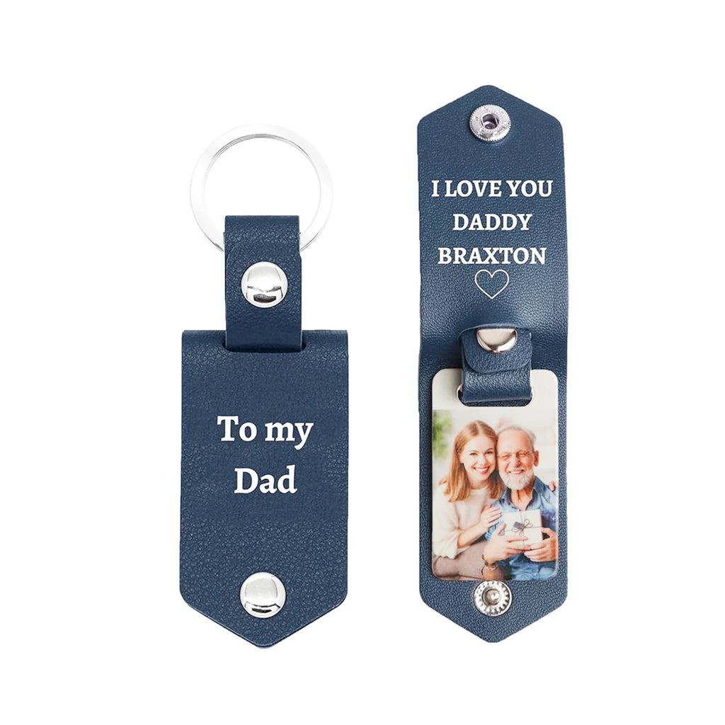 Personalized Photo/Text Leather Keychain for Men Womens Custom Picture Key Chains Memorial Gifts for Family Lover Dropshipping