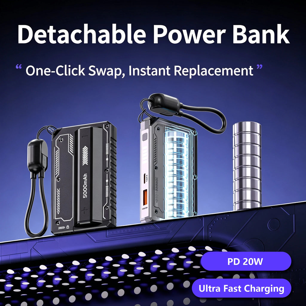 DIY Mini Portable Detachable Power Bank 22.5W Ultra Fast Charging 21700 Shell Removable PD Cable USB Type-C No Battery For Phone