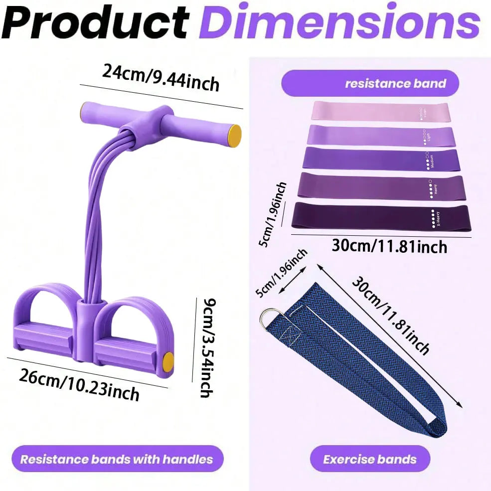 Resistance Band Set, Foot Pedal Resistance Band with Handle, Exercise Elastic Band Suitable for Abs, Waist, Arms, Legs, Women's
