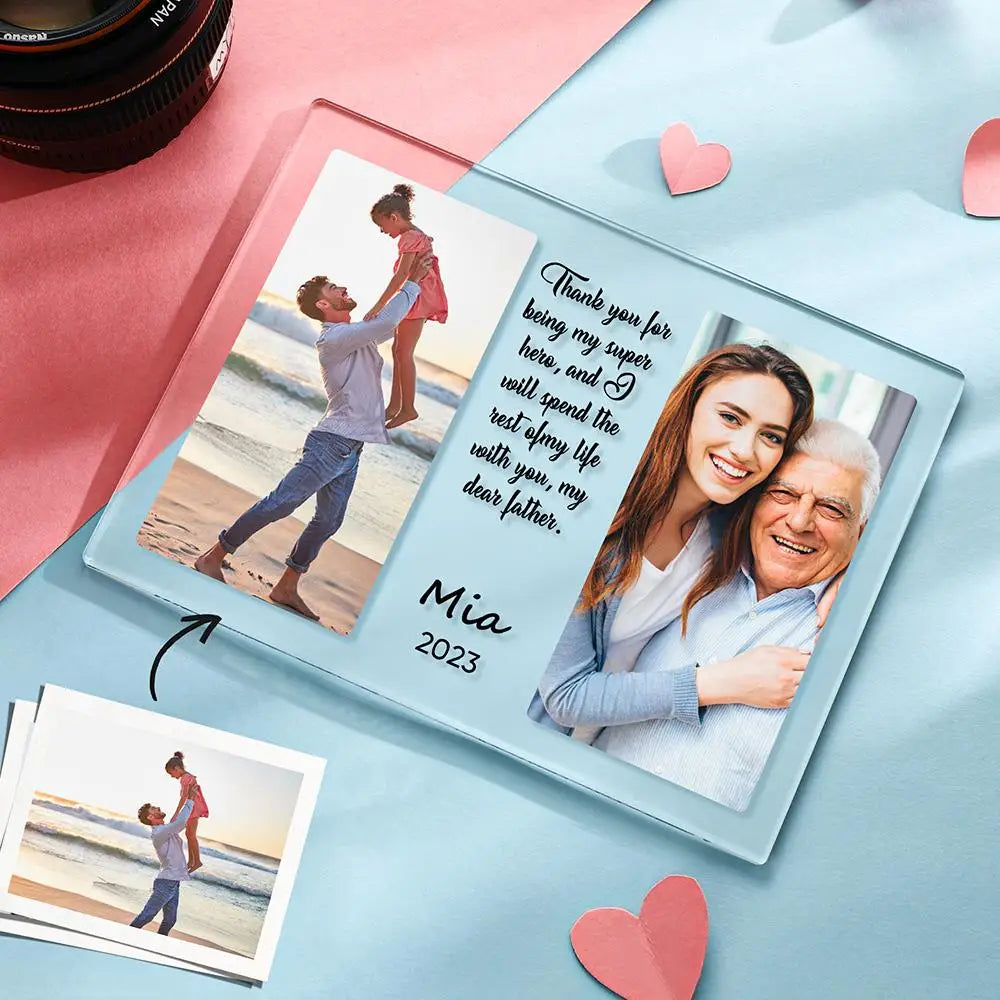 Custom Mother Father Day Acrylic Plaque Personalized Photo Text with Quote Gift for Mom Dad Grandma Grandpa Anniversary Birthday