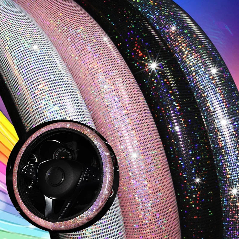 Car Universal 37/38cm Steering Wheel Cover Elastic Handle Cover Colorful Bronzing Diamond BlingBling Steering Wheel Accessories
