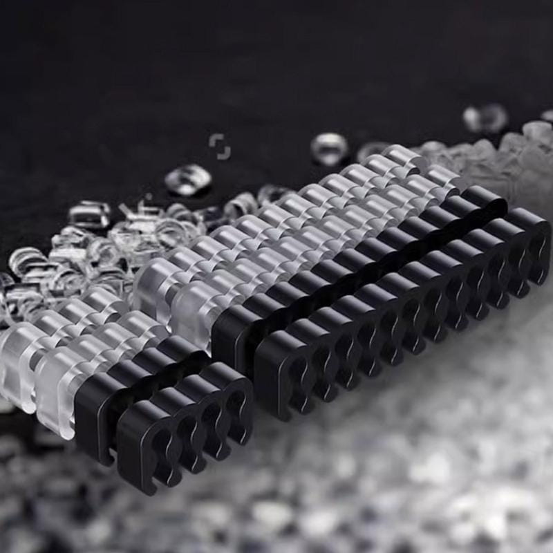 black and transparent acrylic pc cable comb set with sleek ribbed design for wire management and organization