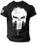 Men's T Shirt for Men 3D Print Military Patriotic Skull Dropped T Shirt Oversized Short-Sleeved Sportswear Men Clothing Top Tees