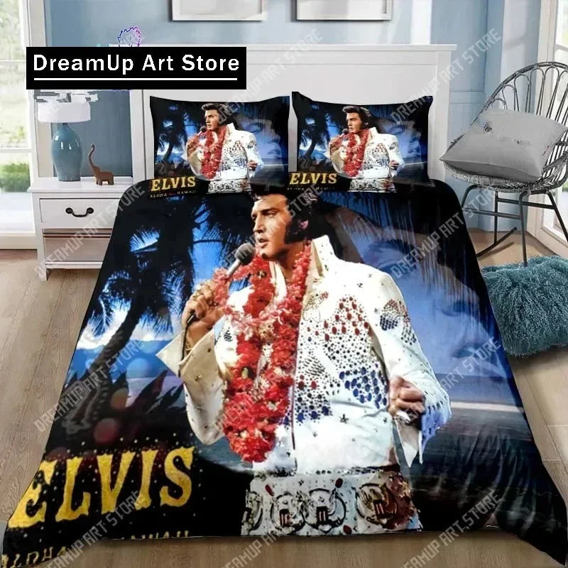 Poster Collection E-Elvis Presley Bedding Set Single Twin Full Queen King Size Bed Set Adult Kid Bedroom Bedding Gift